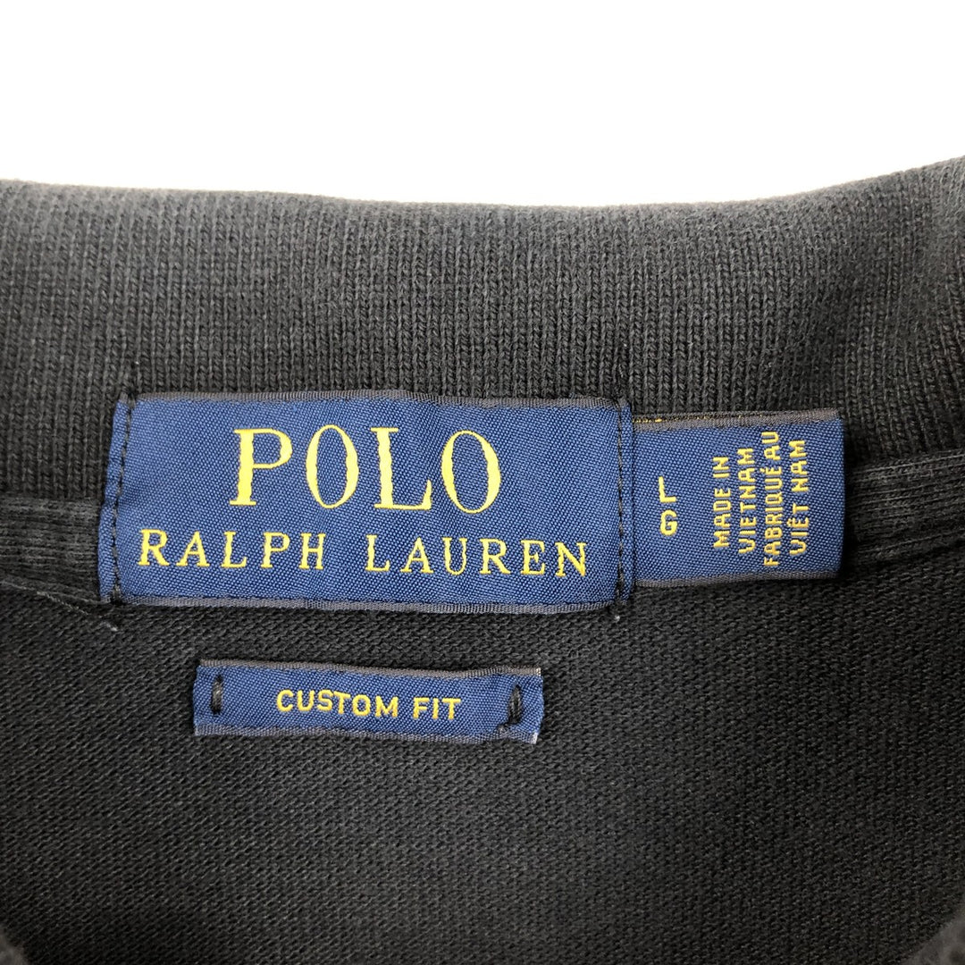 Ralph Lauren POLO RALPH LAUREN CUSTOM FIT short sleeve polo shirt men's size L cotton black type Vintage Second Hand
