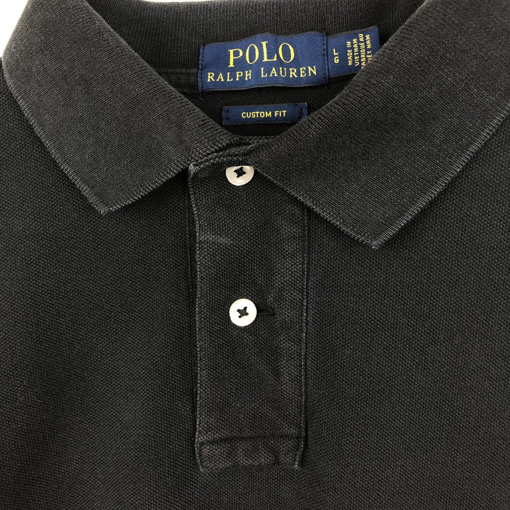 Ralph Lauren POLO RALPH LAUREN CUSTOM FIT short sleeve polo shirt men's size L cotton black type Vintage Second Hand