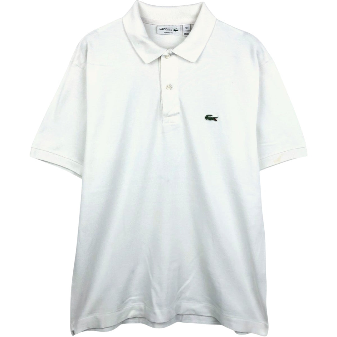 Lacoste Classic Fit short sleeve polo shirt, men's size L cotton white type Vintage Second Hand