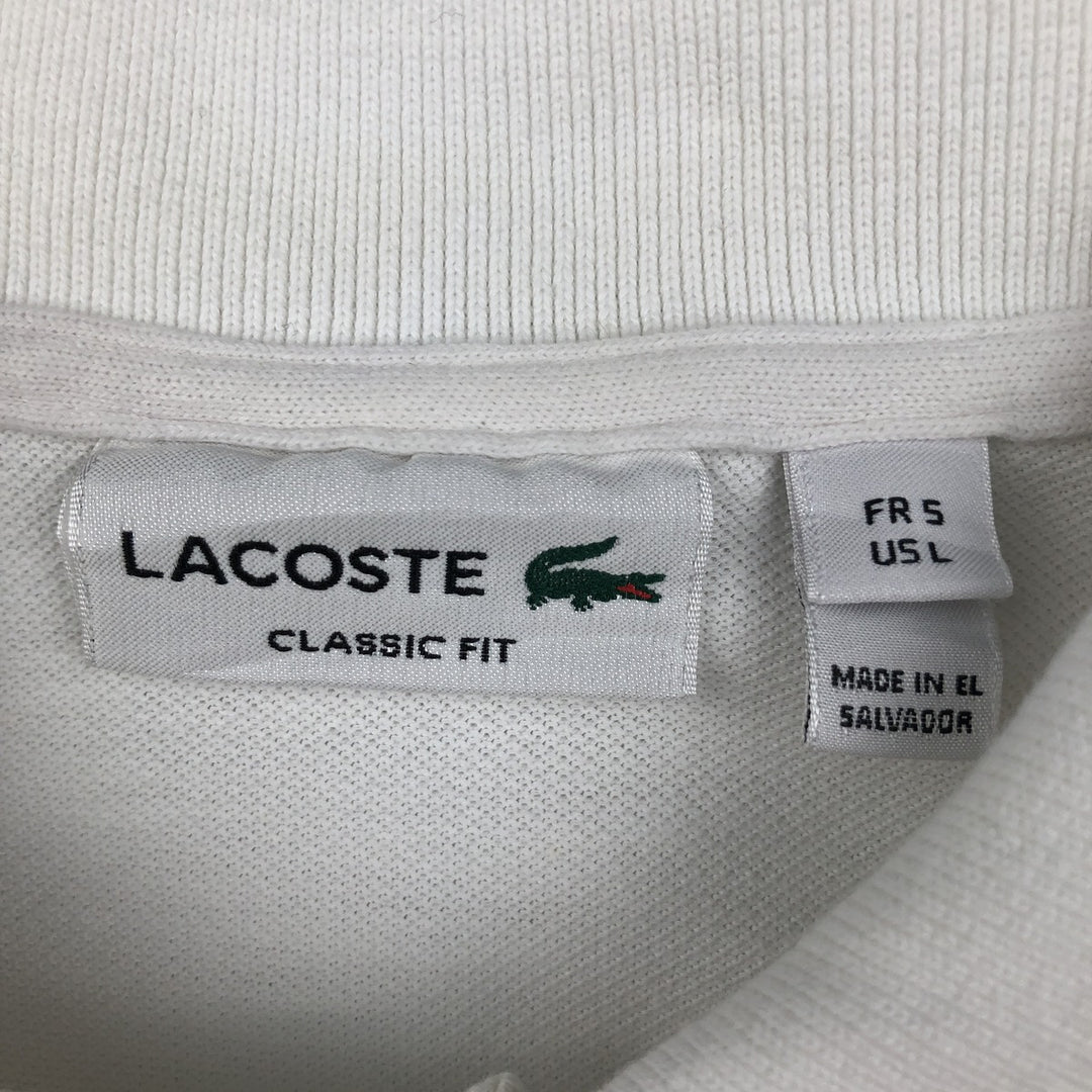 Lacoste Classic Fit short sleeve polo shirt, men's size L cotton white type Vintage Second Hand