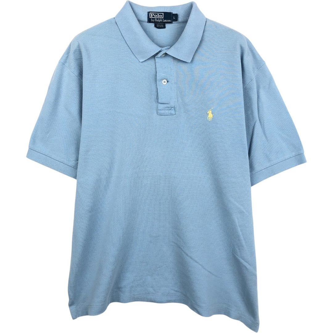 Ralph Lauren POLO by Ralph Lauren short sleeve polo shirt, men's size L cotton Blue type light blue Vintage Second Hand