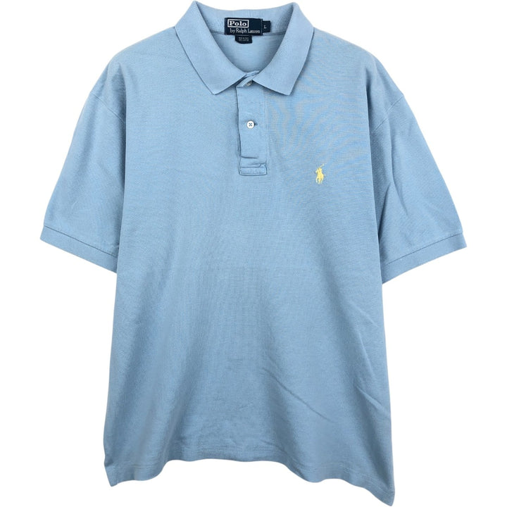 Ralph Lauren POLO by Ralph Lauren short sleeve polo shirt, men's size L cotton Blue type light blue Vintage Second Hand