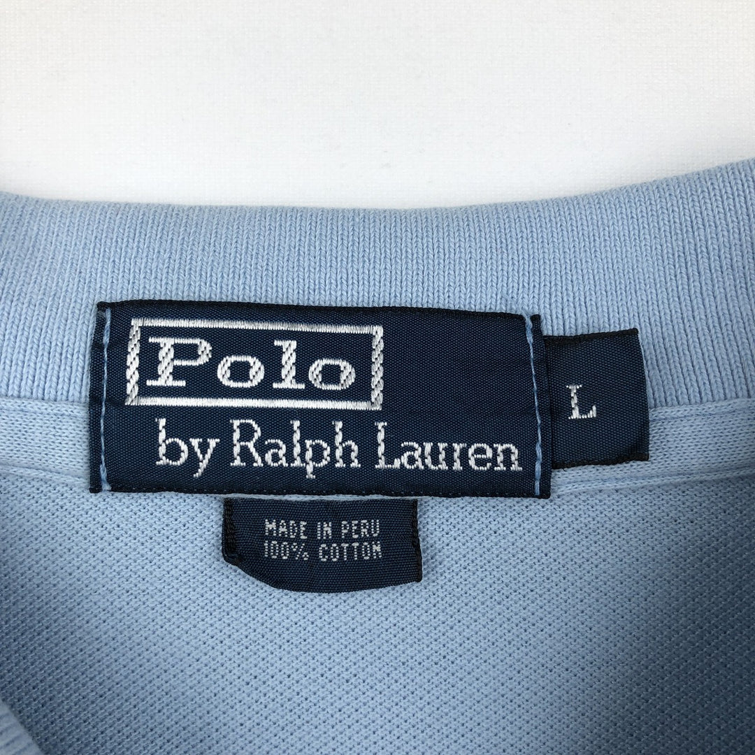 Ralph Lauren POLO by Ralph Lauren short sleeve polo shirt, men's size L cotton Blue type light blue Vintage Second Hand