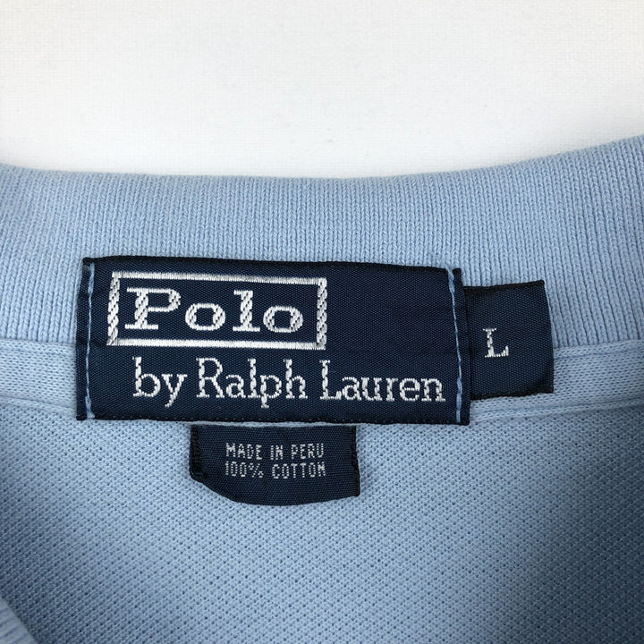 Ralph Lauren POLO by Ralph Lauren short sleeve polo shirt, men's size L cotton Blue type light blue Vintage Second Hand