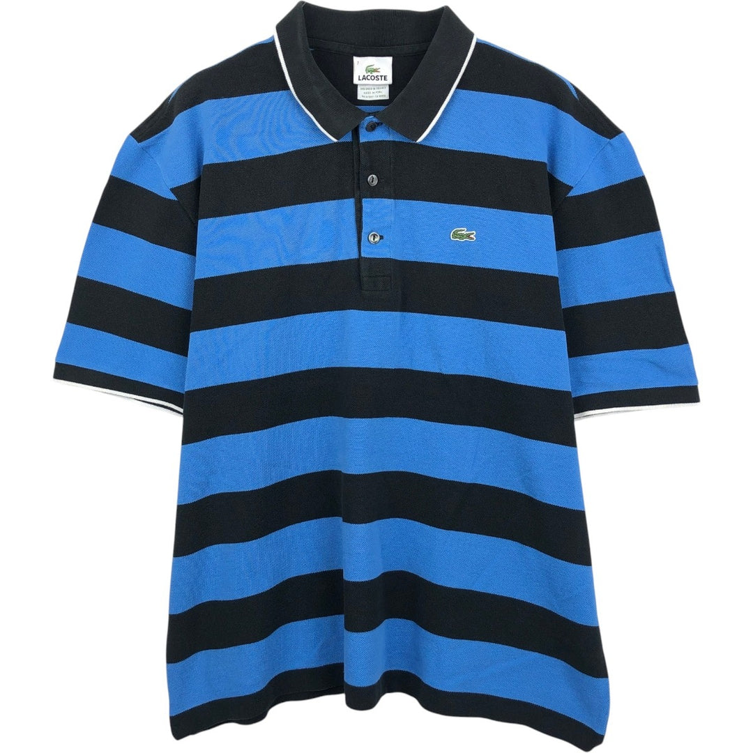 Lacoste striped short-sleeved polo shirt, size 7 (equivalent to men's XXL). cotton blue type Vintage Second Hand
