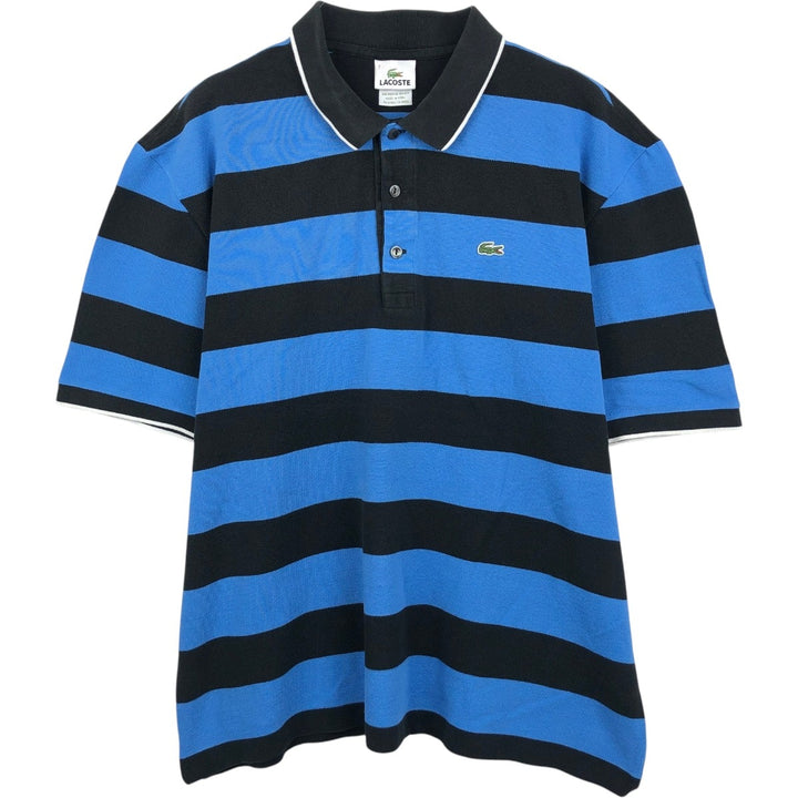 Lacoste striped short-sleeved polo shirt, size 7 (equivalent to men's XXL). cotton blue type Vintage Second Hand