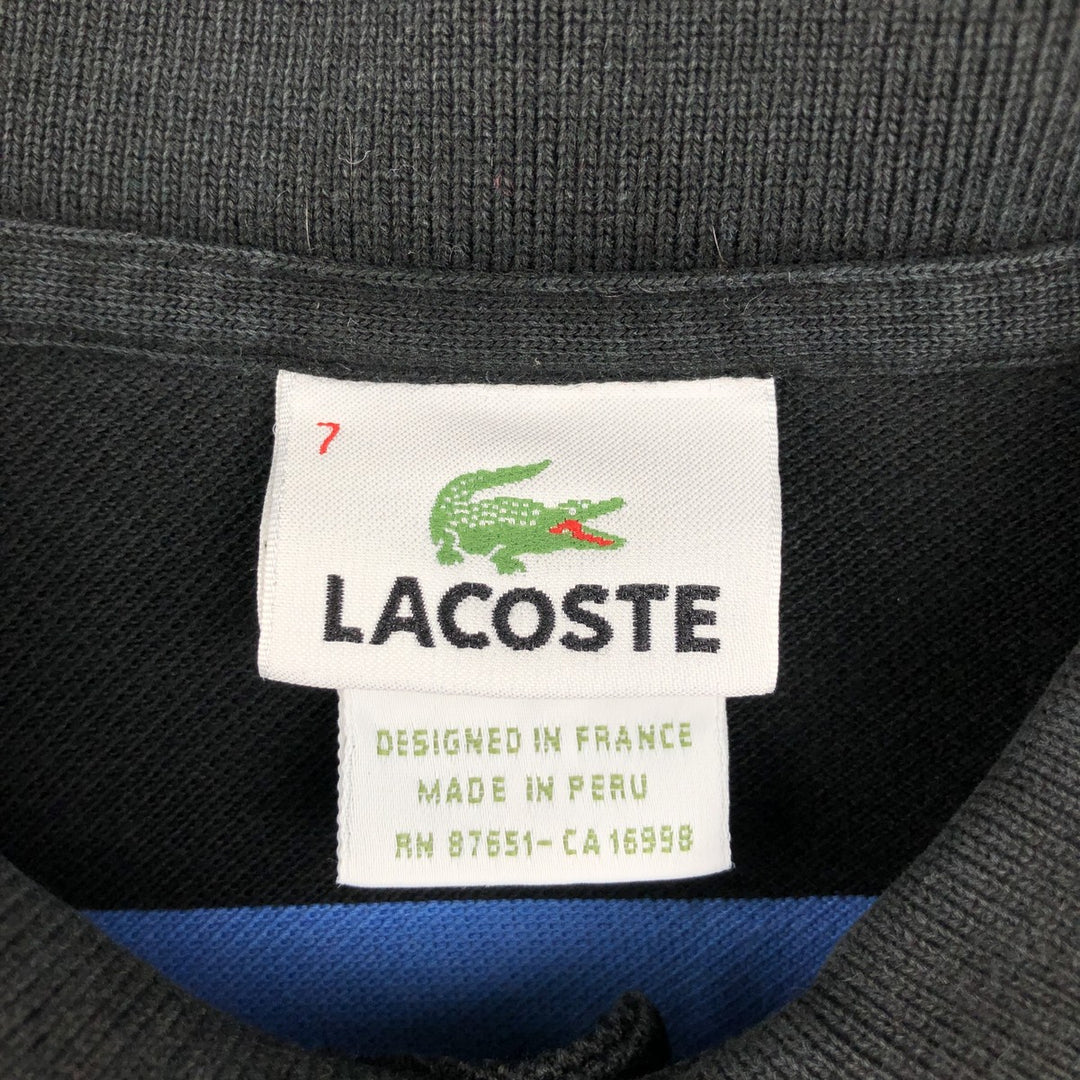 Lacoste striped short-sleeved polo shirt, size 7 (equivalent to men's XXL). cotton blue type Vintage Second Hand