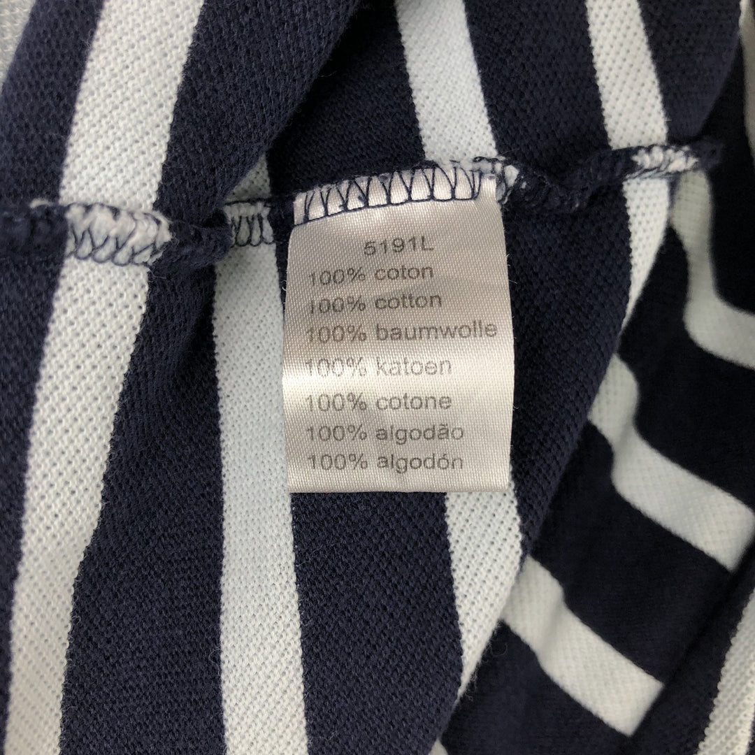 Lacoste (LACOSTE) French design short-sleeved striped polo shirt, size 6 (equivalent to men's XL) cotton navy blue type Vintage Second Hand
