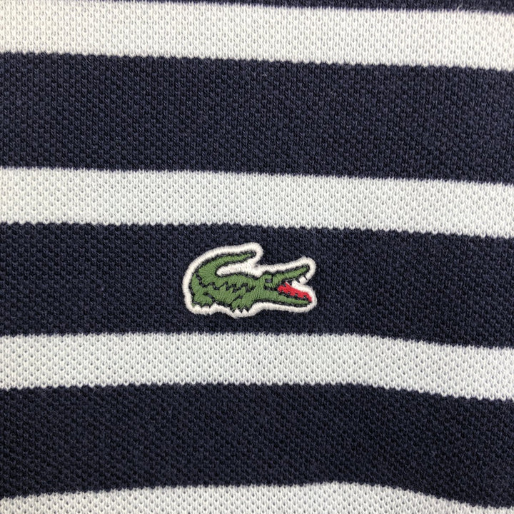 Lacoste (LACOSTE) French design short-sleeved striped polo shirt, size 6 (equivalent to men's XL) cotton navy blue type Vintage Second Hand