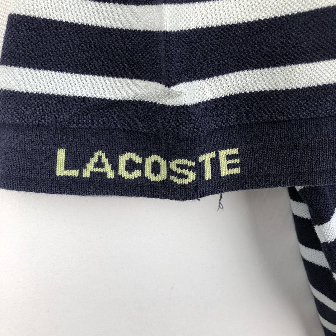 Lacoste (LACOSTE) French design short-sleeved striped polo shirt, size 6 (equivalent to men's XL) cotton navy blue type Vintage Second Hand