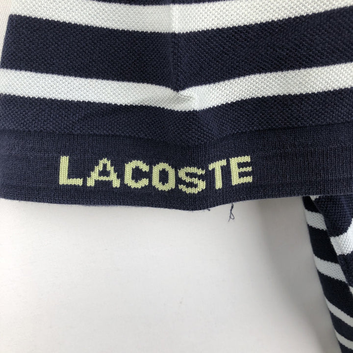 Lacoste (LACOSTE) French design short-sleeved striped polo shirt, size 6 (equivalent to men's XL) cotton navy blue type Vintage Second Hand