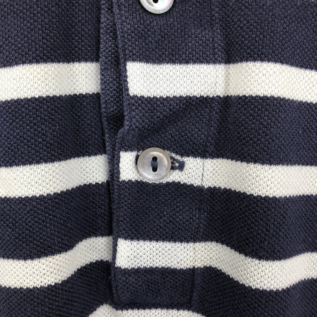 Lacoste (LACOSTE) French design short-sleeved striped polo shirt, size 6 (equivalent to men's XL) cotton navy blue type Vintage Second Hand