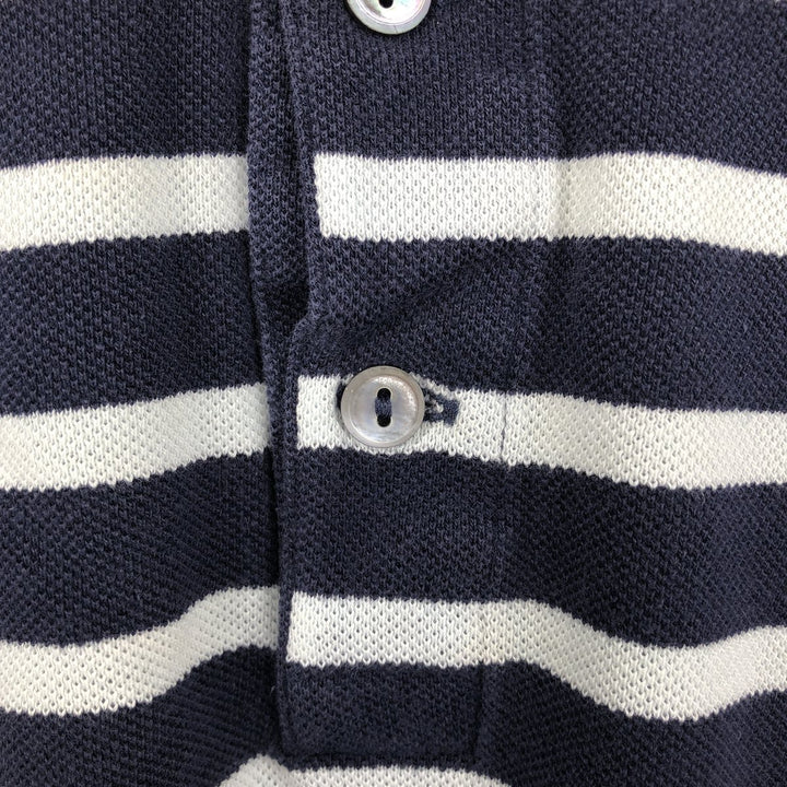 Lacoste (LACOSTE) French design short-sleeved striped polo shirt, size 6 (equivalent to men's XL) cotton navy blue type Vintage Second Hand