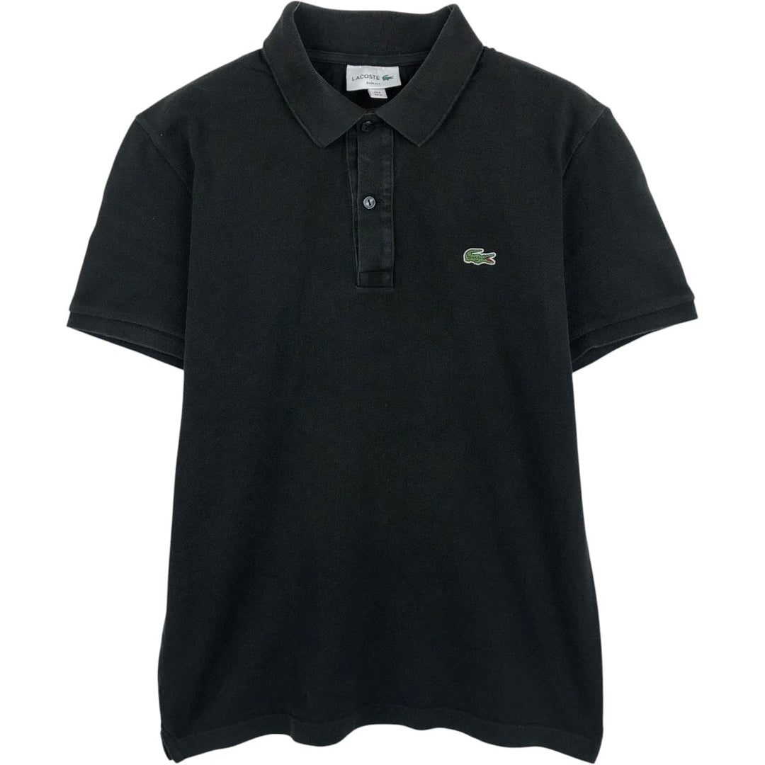 Lacoste SLIM FIT Short-Sleeve Polo Shirt, Size 4 (Men's M equivalent) cotton black type Vintage Second Hand