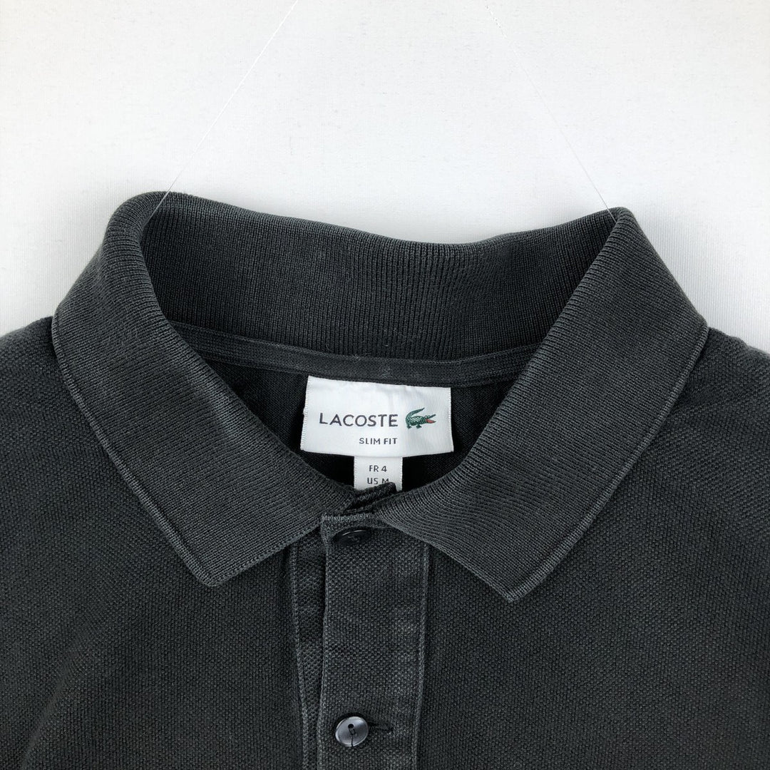 Lacoste SLIM FIT Short-Sleeve Polo Shirt, Size 4 (Men's M equivalent) cotton black type Vintage Second Hand