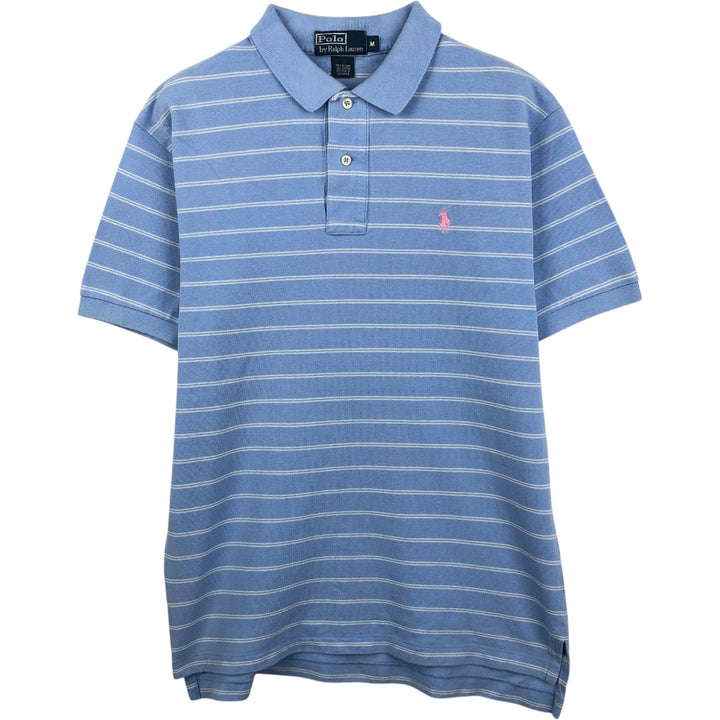 Ralph Lauren POLO by Ralph Lauren CUSTOM FIT short sleeve striped polo shirt men's size M cotton Blue type light blue Vintage Second Hand