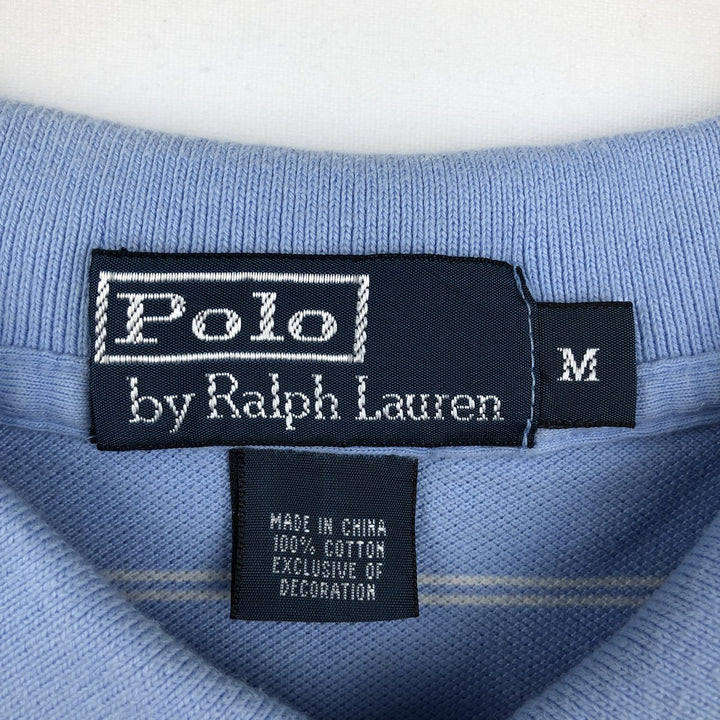 Ralph Lauren POLO by Ralph Lauren CUSTOM FIT short sleeve striped polo shirt men's size M cotton Blue type light blue Vintage Second Hand