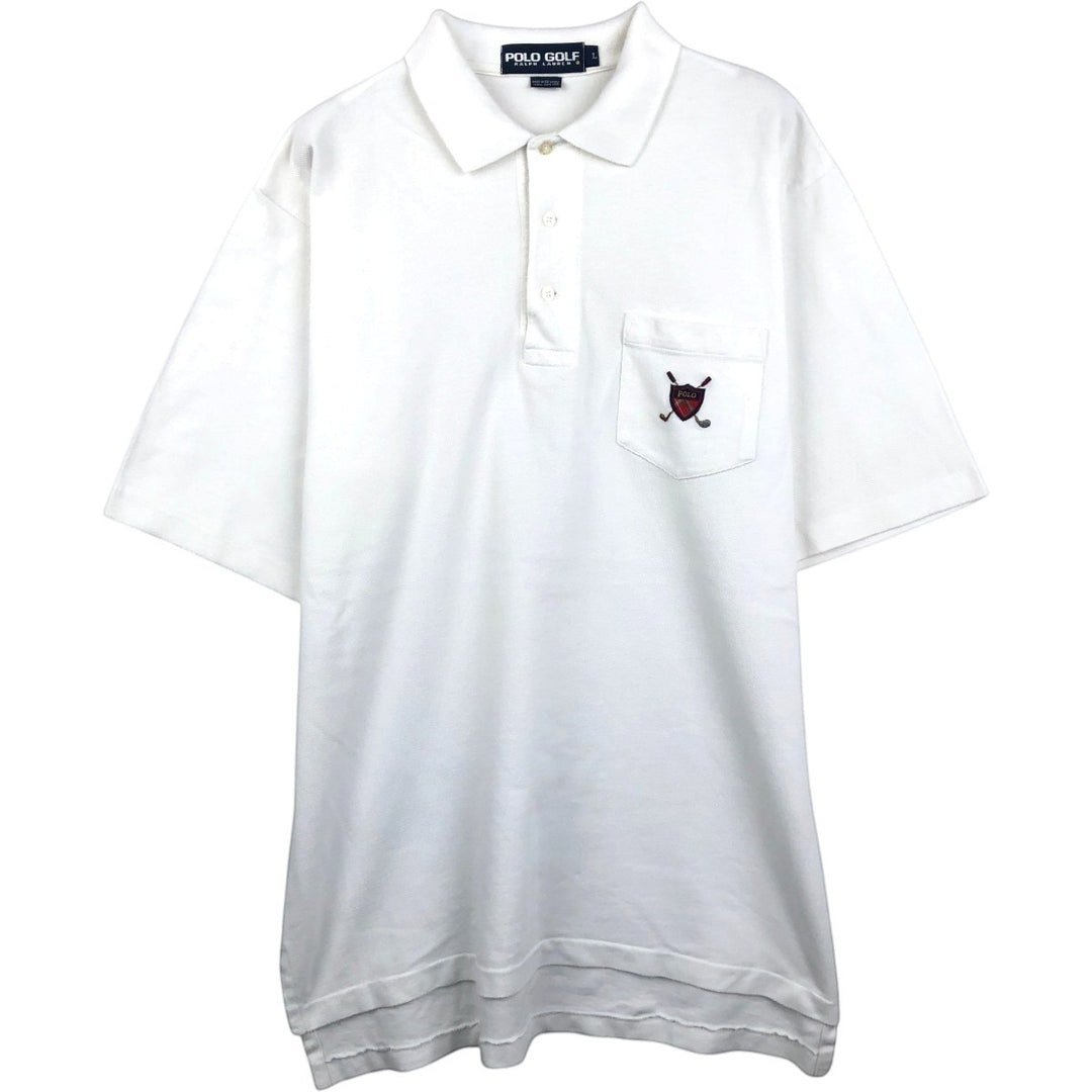 Ralph Lauren POLO GOLF Polo Golf short sleeve polo shirt for men size L cotton white type Vintage Second Hand