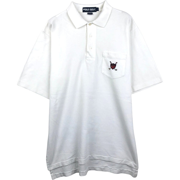 Ralph Lauren POLO GOLF Polo Golf short sleeve polo shirt for men size L cotton white type Vintage Second Hand