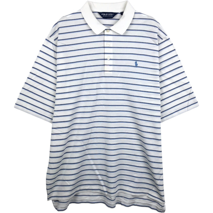 Ralph Lauren POLO GOLF Multi-border short sleeve striped polo shirt Men's XL size Pima Cotton white type Vintage Second Hand