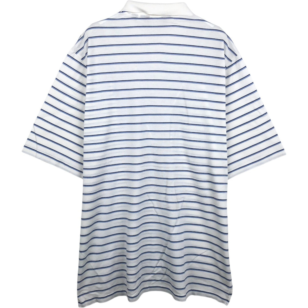 Ralph Lauren POLO GOLF Multi-border short sleeve striped polo shirt Men's XL size Pima Cotton white type Vintage Second Hand