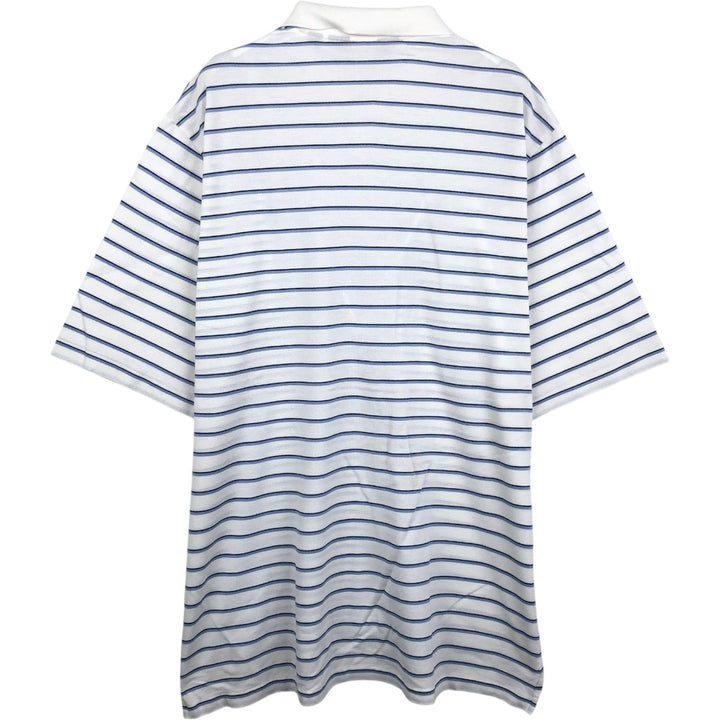 Ralph Lauren POLO GOLF Multi-border short sleeve striped polo shirt Men's XL size Pima Cotton white type Vintage Second Hand