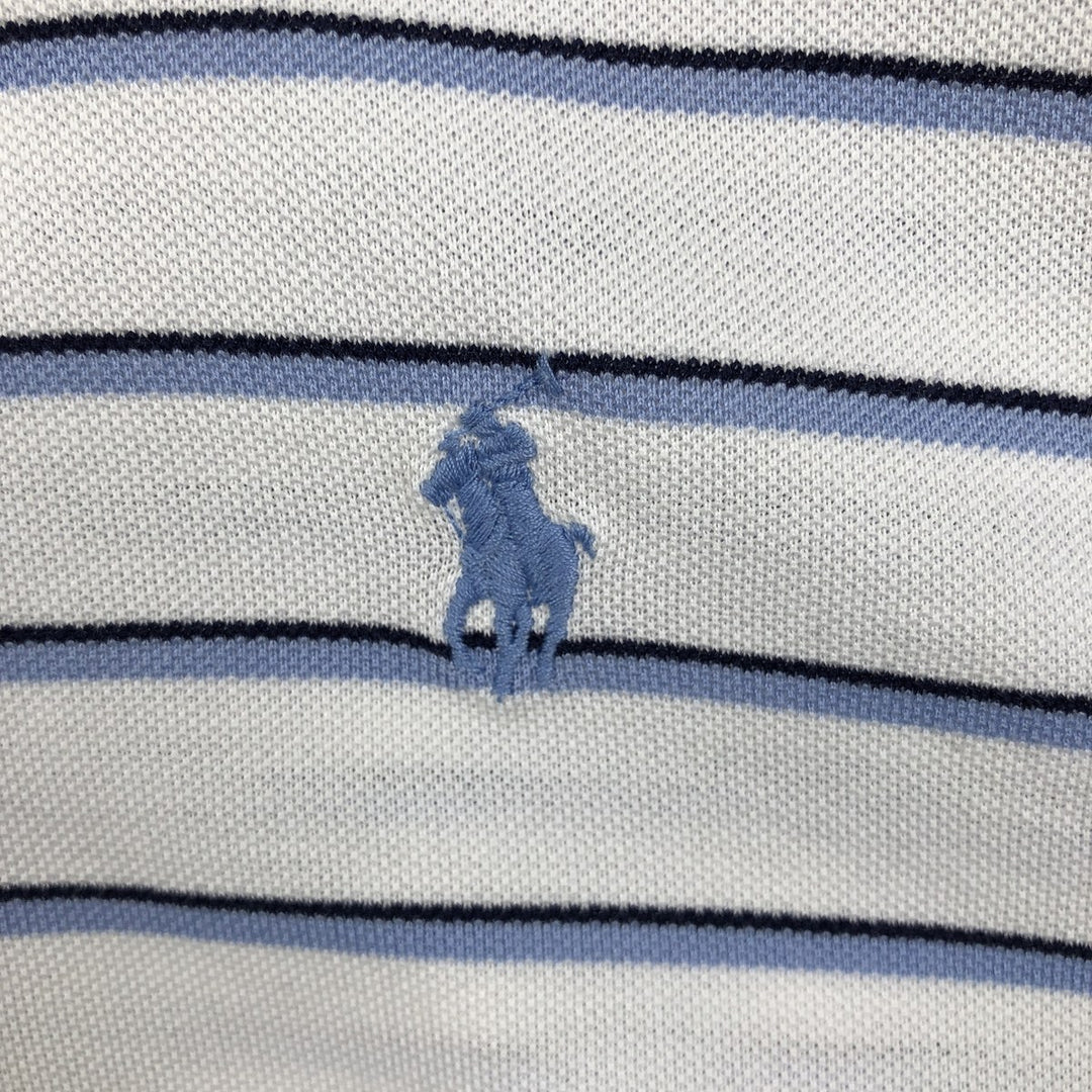 Ralph Lauren POLO GOLF Multi-border short sleeve striped polo shirt Men's XL size Pima Cotton white type Vintage Second Hand