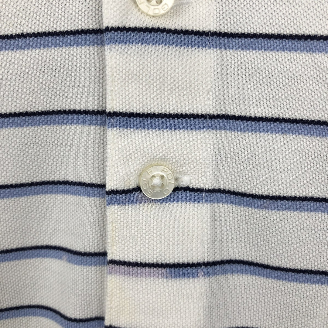 Ralph Lauren POLO GOLF Multi-border short sleeve striped polo shirt Men's XL size Pima Cotton white type Vintage Second Hand