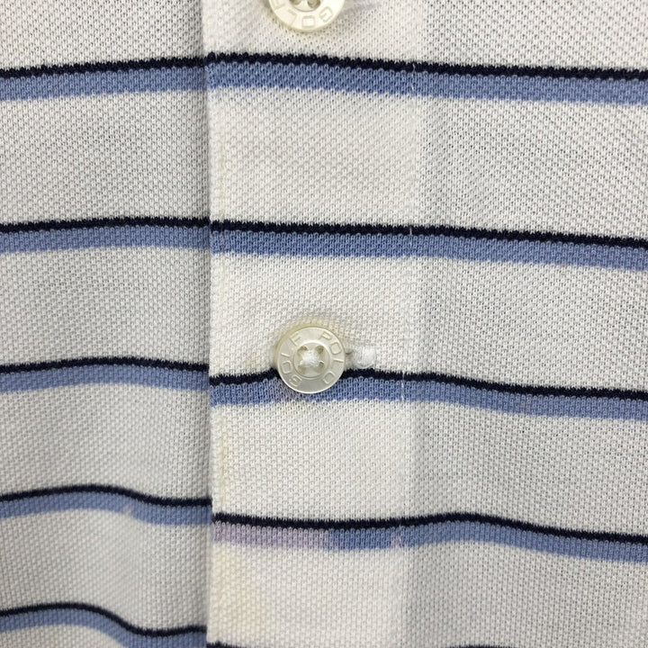 Ralph Lauren POLO GOLF Multi-border short sleeve striped polo shirt Men's XL size Pima Cotton white type Vintage Second Hand