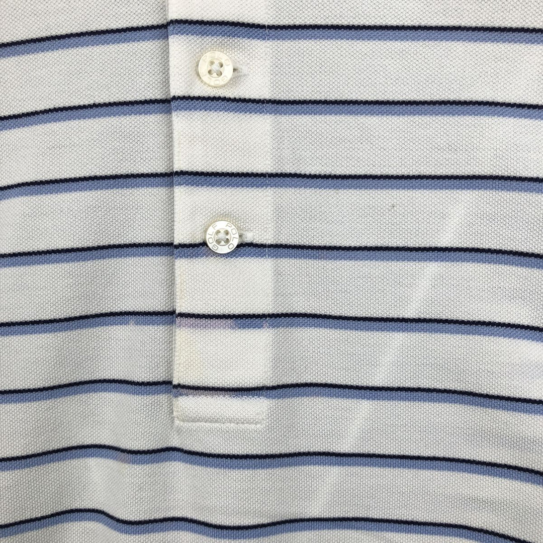 Ralph Lauren POLO GOLF Multi-border short sleeve striped polo shirt Men's XL size Pima Cotton white type Vintage Second Hand