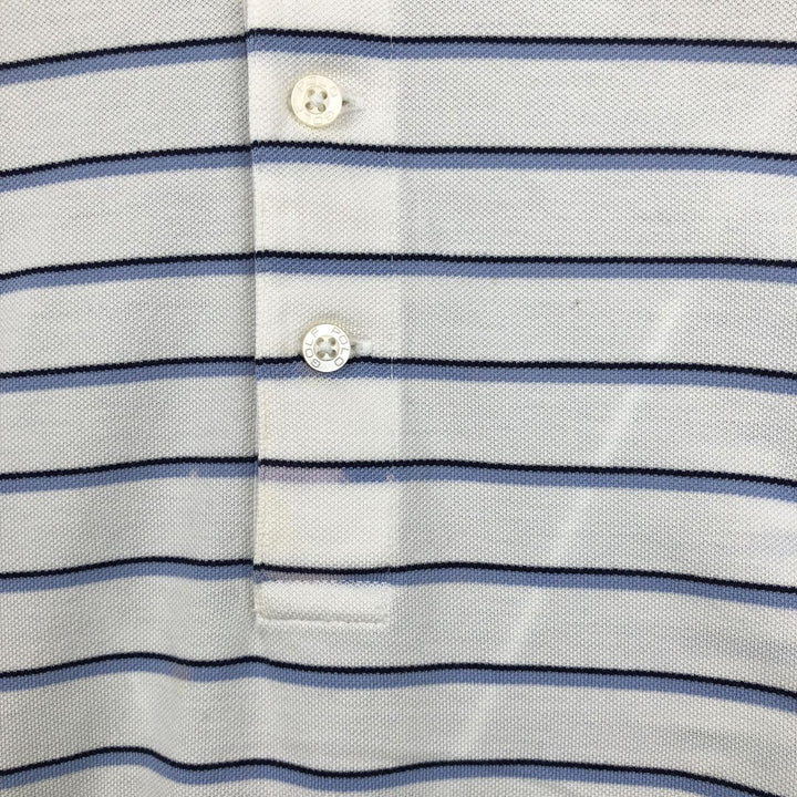 Ralph Lauren POLO GOLF Multi-border short sleeve striped polo shirt Men's XL size Pima Cotton white type Vintage Second Hand