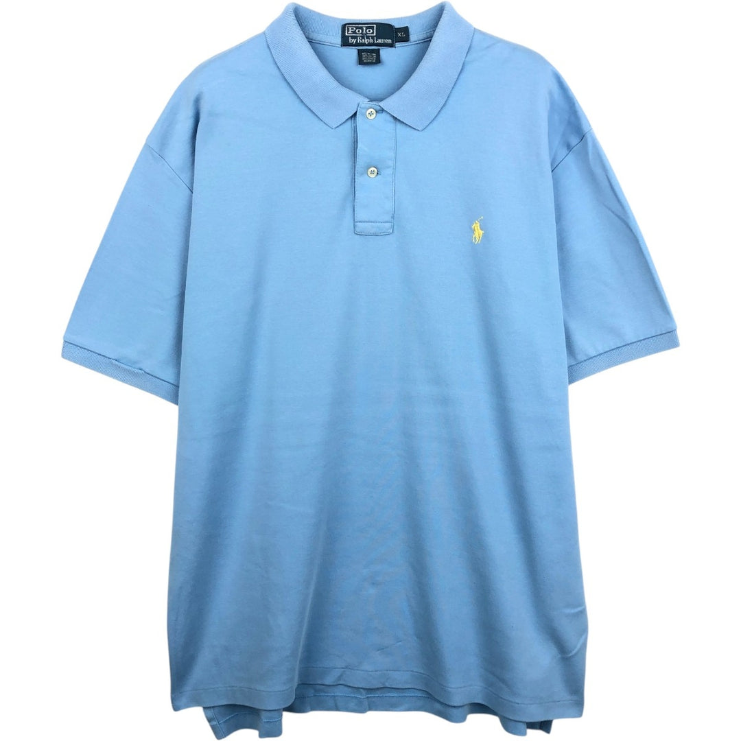 Ralph Lauren POLO by Ralph Lauren short sleeve polo shirt, men's XL size cotton Blue type light blue Vintage Second Hand