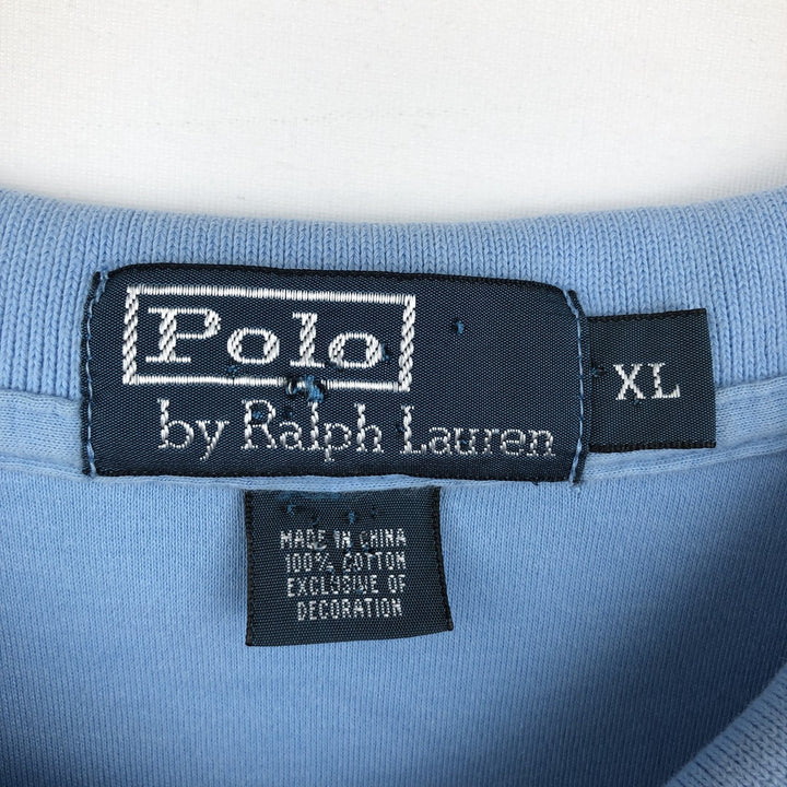 Ralph Lauren POLO by Ralph Lauren short sleeve polo shirt, men's XL size cotton Blue type light blue Vintage Second Hand