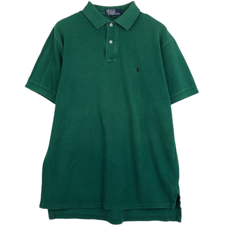 Ralph Lauren POLO by Ralph Lauren short-sleeved polo shirt, Made in USA, Men's size L cotton green type Vintage Second Hand
