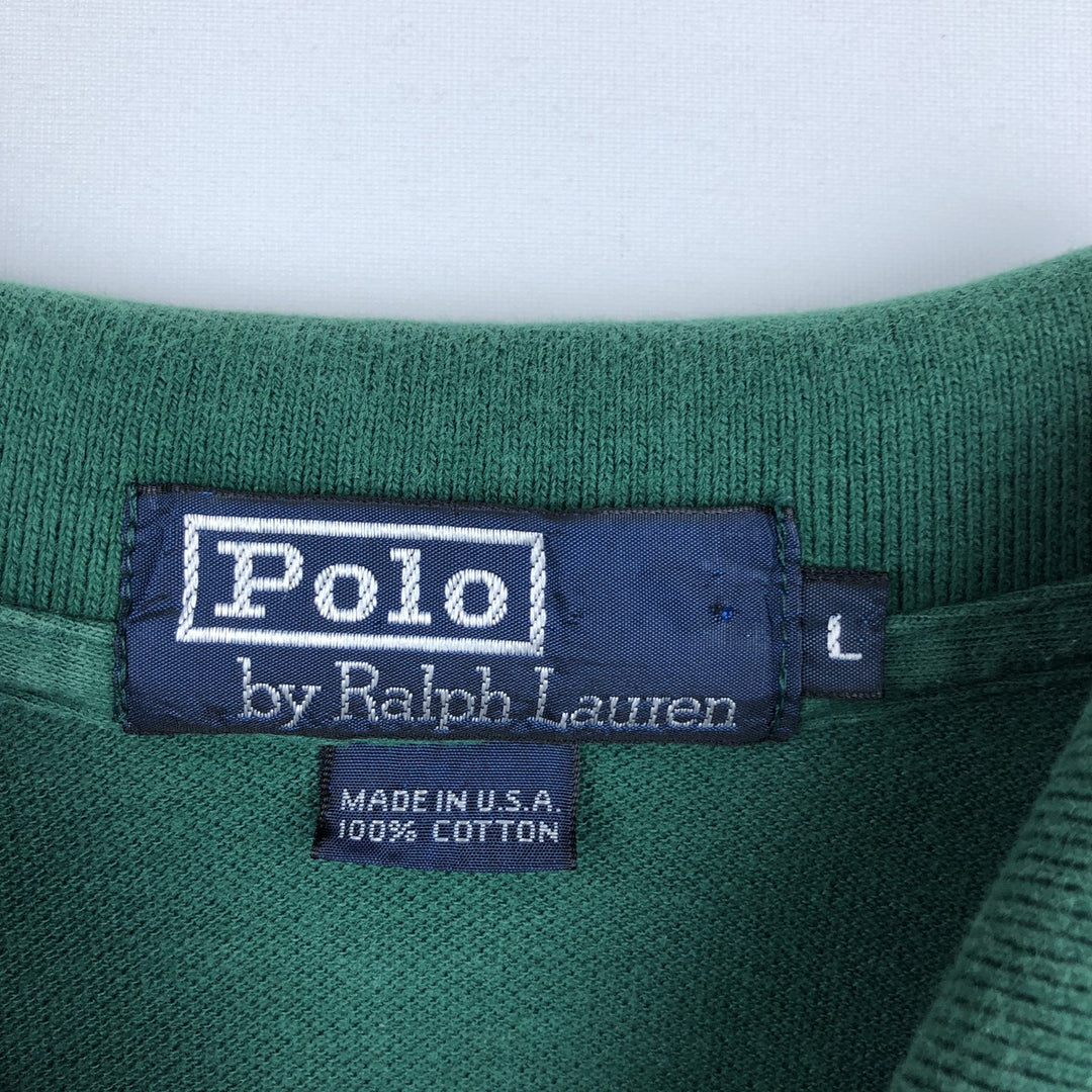Ralph Lauren POLO by Ralph Lauren short-sleeved polo shirt, Made in USA, Men's size L cotton green type Vintage Second Hand