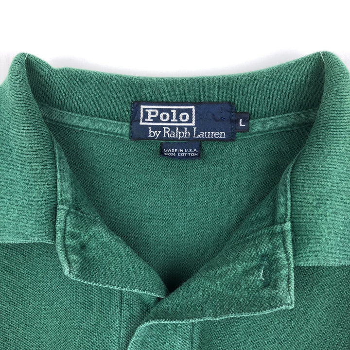 Ralph Lauren POLO by Ralph Lauren short-sleeved polo shirt, Made in USA, Men's size L cotton green type Vintage Second Hand