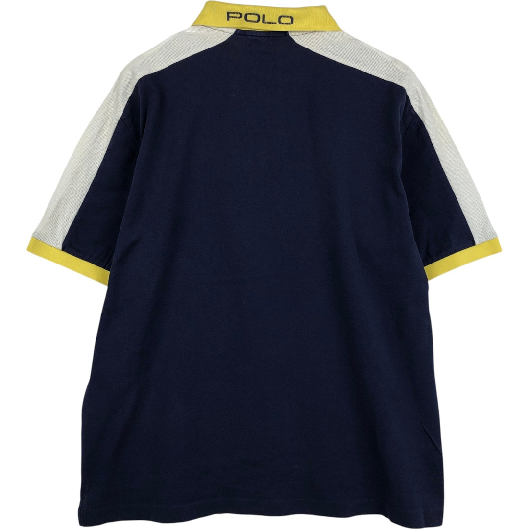 Ralph Lauren POLO by Ralph Lauren short sleeve polo shirt, men's size L Pima Cotton navy blue type Vintage Second Hand