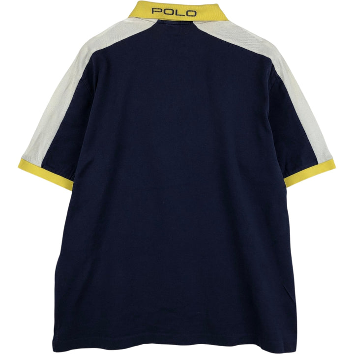 Ralph Lauren POLO by Ralph Lauren short sleeve polo shirt, men's size L Pima Cotton navy blue type Vintage Second Hand