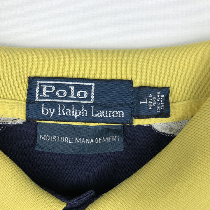 Ralph Lauren POLO by Ralph Lauren short sleeve polo shirt, men's size L Pima Cotton navy blue type Vintage Second Hand