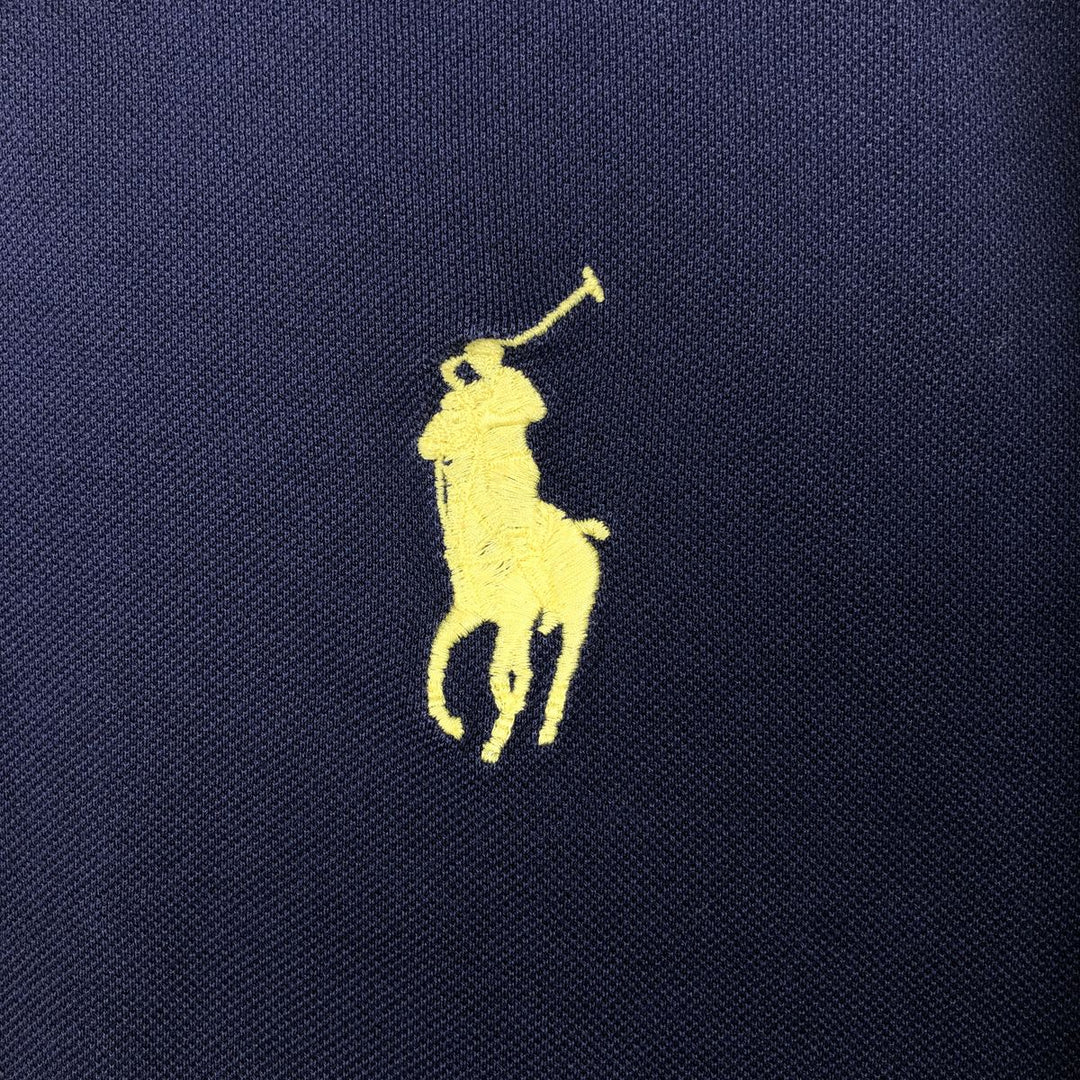 Ralph Lauren POLO by Ralph Lauren short sleeve polo shirt, men's size L Pima Cotton navy blue type Vintage Second Hand