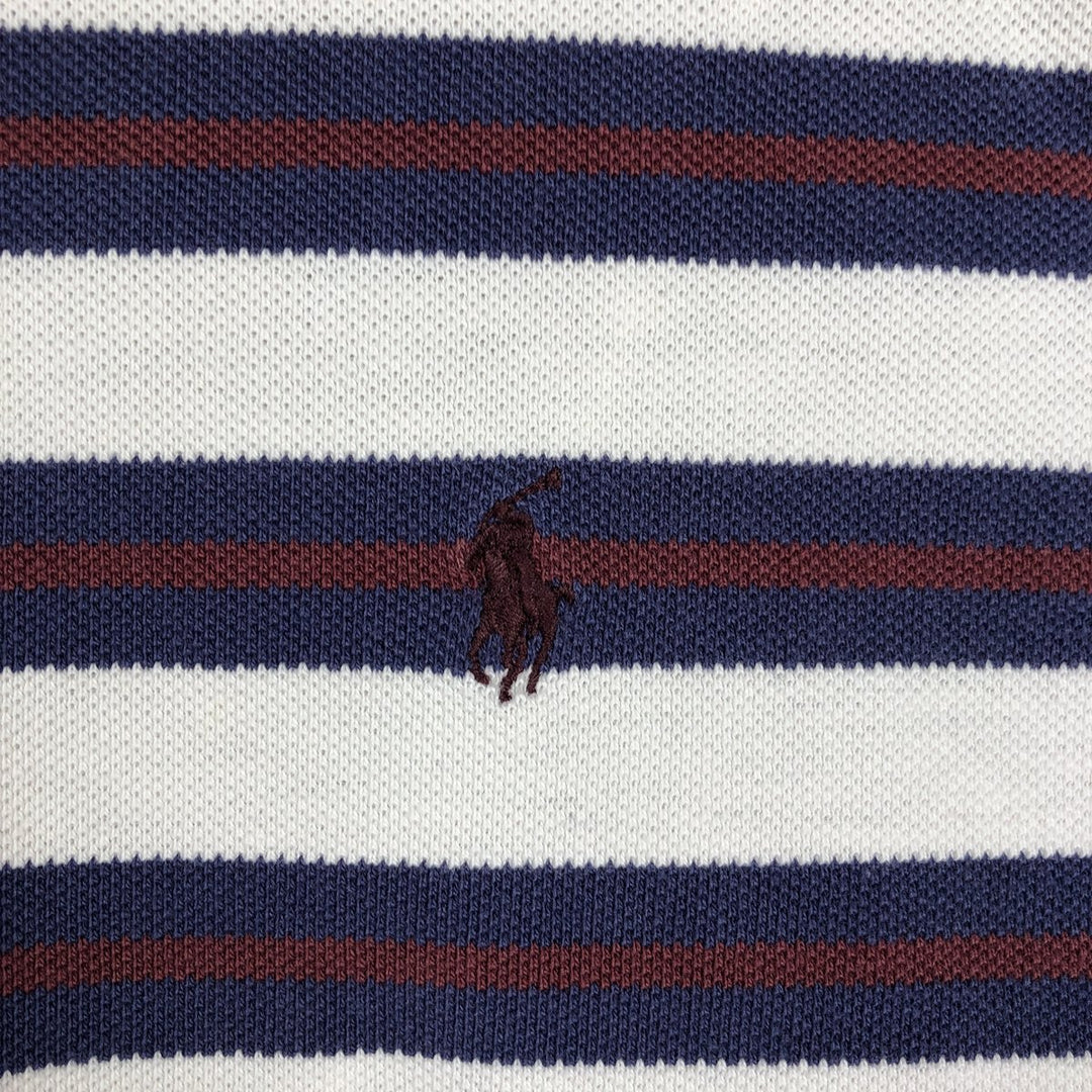 Ralph Lauren POLO by Ralph Lauren Multi-stripe Short-Sleeve Polo Shirt, Made in USA, Men's Size L (approx.) cotton white type Vintage Second Hand