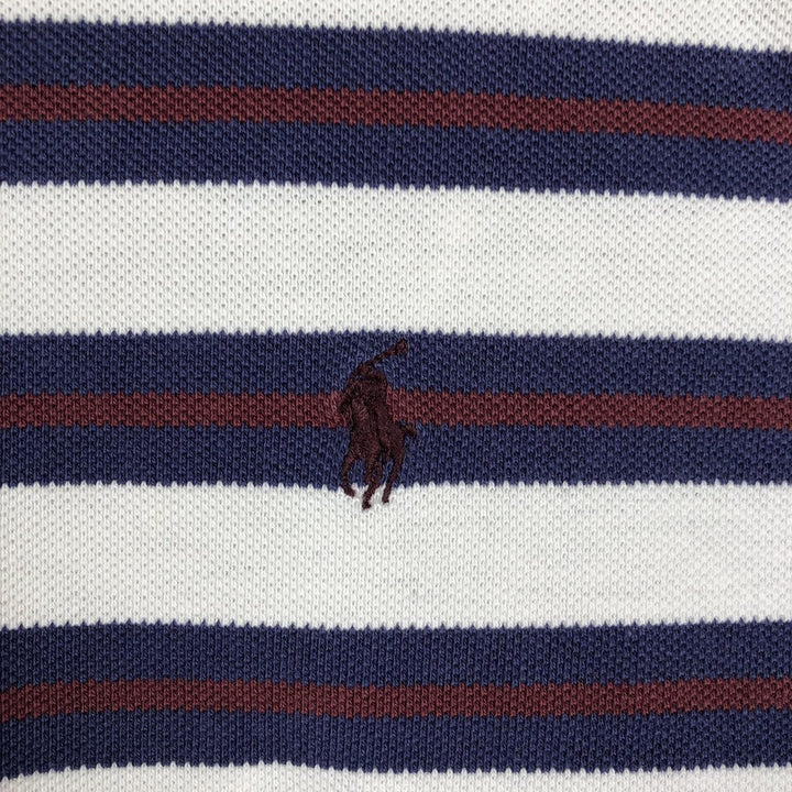 Ralph Lauren POLO by Ralph Lauren Multi-stripe Short-Sleeve Polo Shirt, Made in USA, Men's Size L (approx.) cotton white type Vintage Second Hand