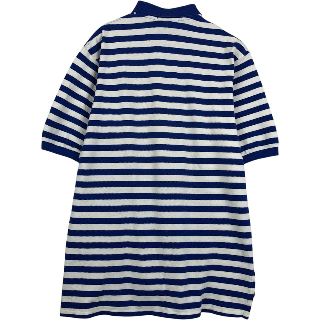Ralph Lauren POLO SPORT Short-Sleeve Striped Polo Shirt, Made in USA, Men's Size XL (approx.) cotton blue type Vintage Second Hand