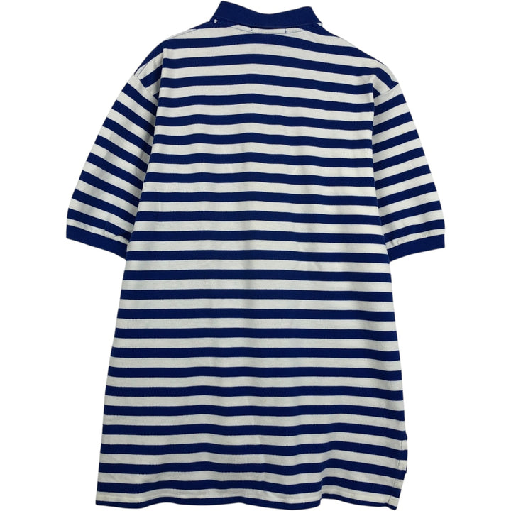 Ralph Lauren POLO SPORT Short-Sleeve Striped Polo Shirt, Made in USA, Men's Size XL (approx.) cotton blue type Vintage Second Hand