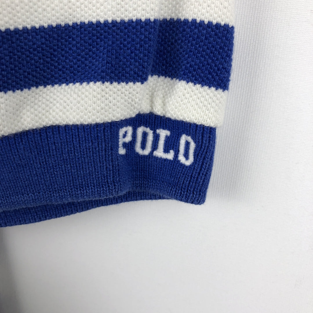 Ralph Lauren POLO SPORT Short-Sleeve Striped Polo Shirt, Made in USA, Men's Size XL (approx.) cotton blue type Vintage Second Hand