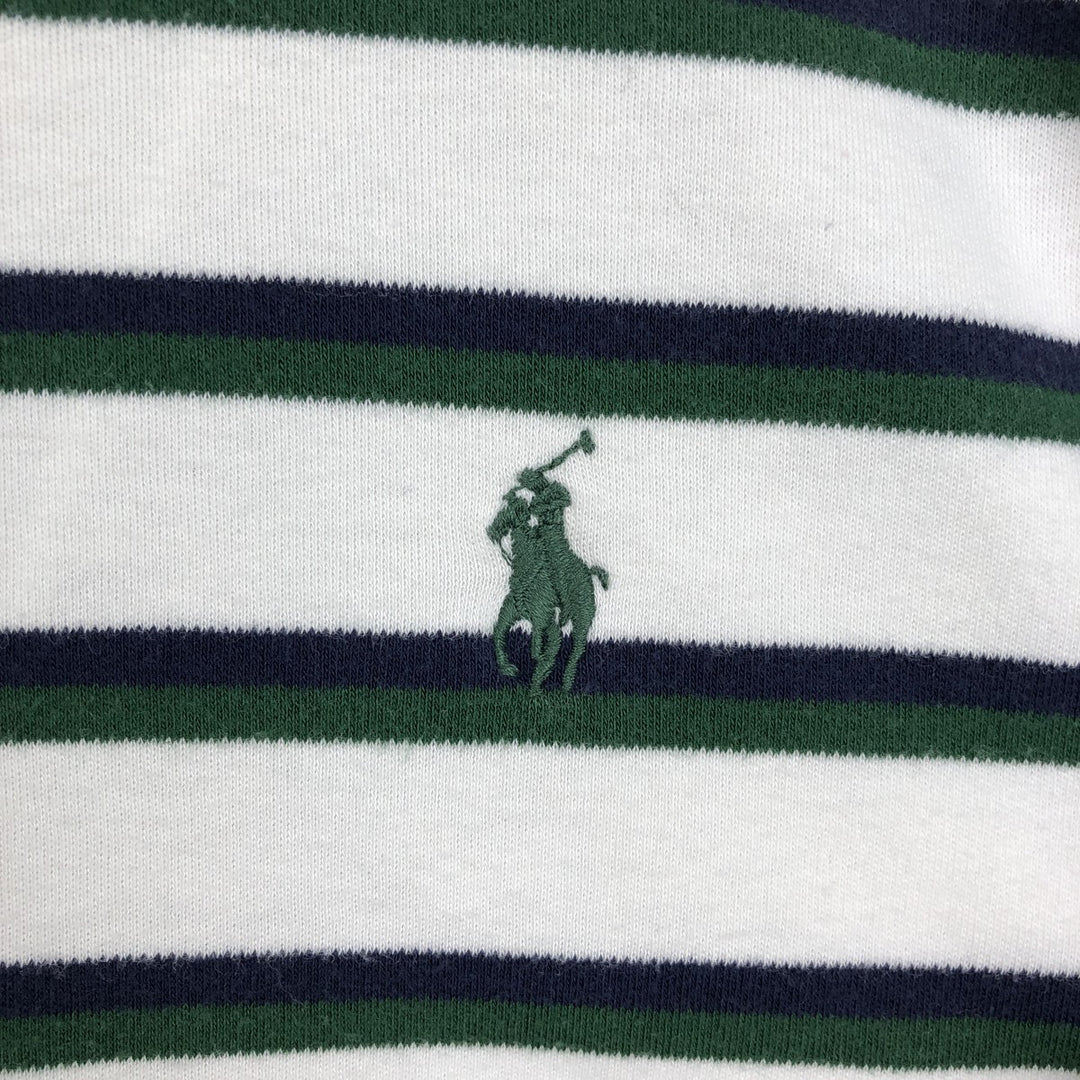 Ralph Lauren POLO by Ralph Lauren Multi-border short sleeve striped polo shirt Men's XL size cotton white type Vintage Second Hand