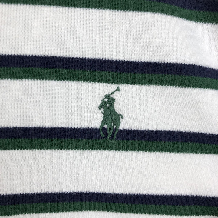 Ralph Lauren POLO by Ralph Lauren Multi-border short sleeve striped polo shirt Men's XL size cotton white type Vintage Second Hand