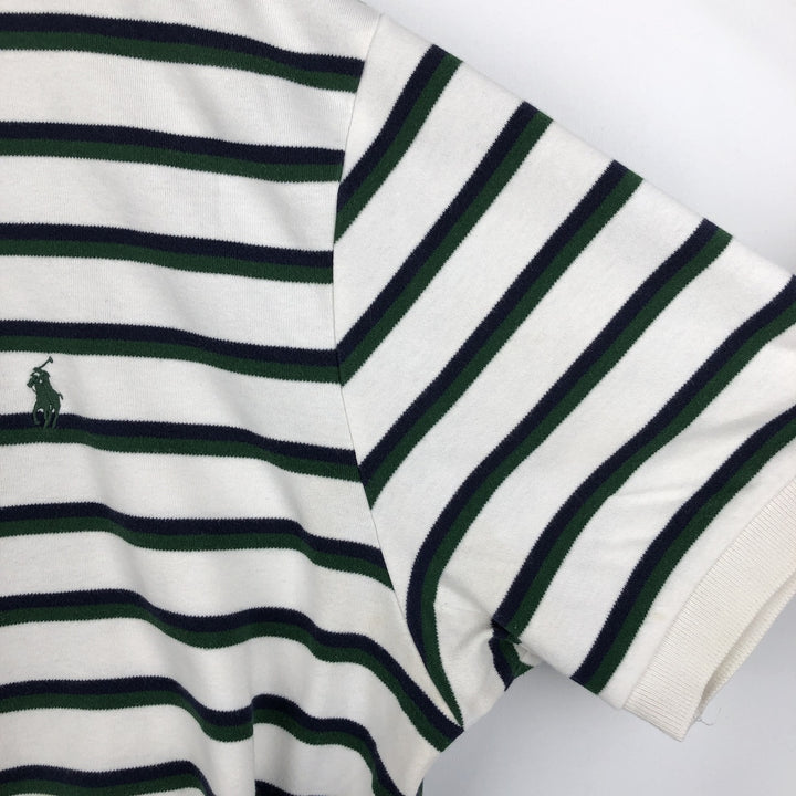 Ralph Lauren POLO by Ralph Lauren Multi-border short sleeve striped polo shirt Men's XL size cotton white type Vintage Second Hand