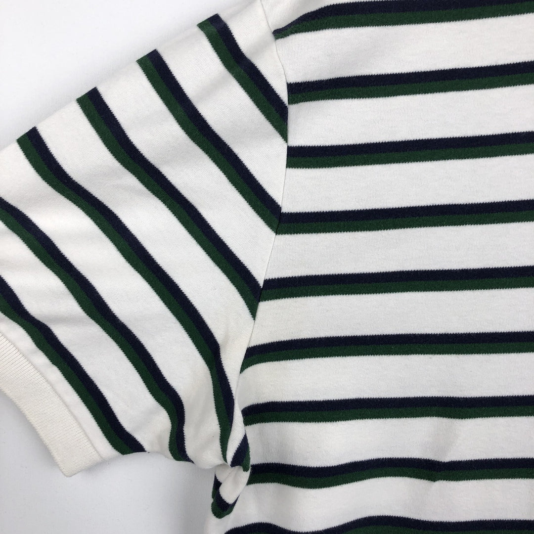 Ralph Lauren POLO by Ralph Lauren Multi-border short sleeve striped polo shirt Men's XL size cotton white type Vintage Second Hand