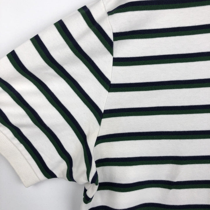 Ralph Lauren POLO by Ralph Lauren Multi-border short sleeve striped polo shirt Men's XL size cotton white type Vintage Second Hand